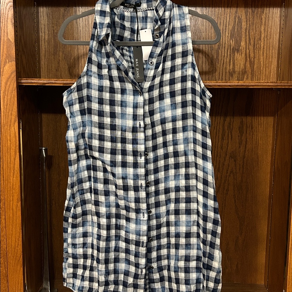 Max Jeans Cotton Sleeveless Shirt Dress size M, NWT